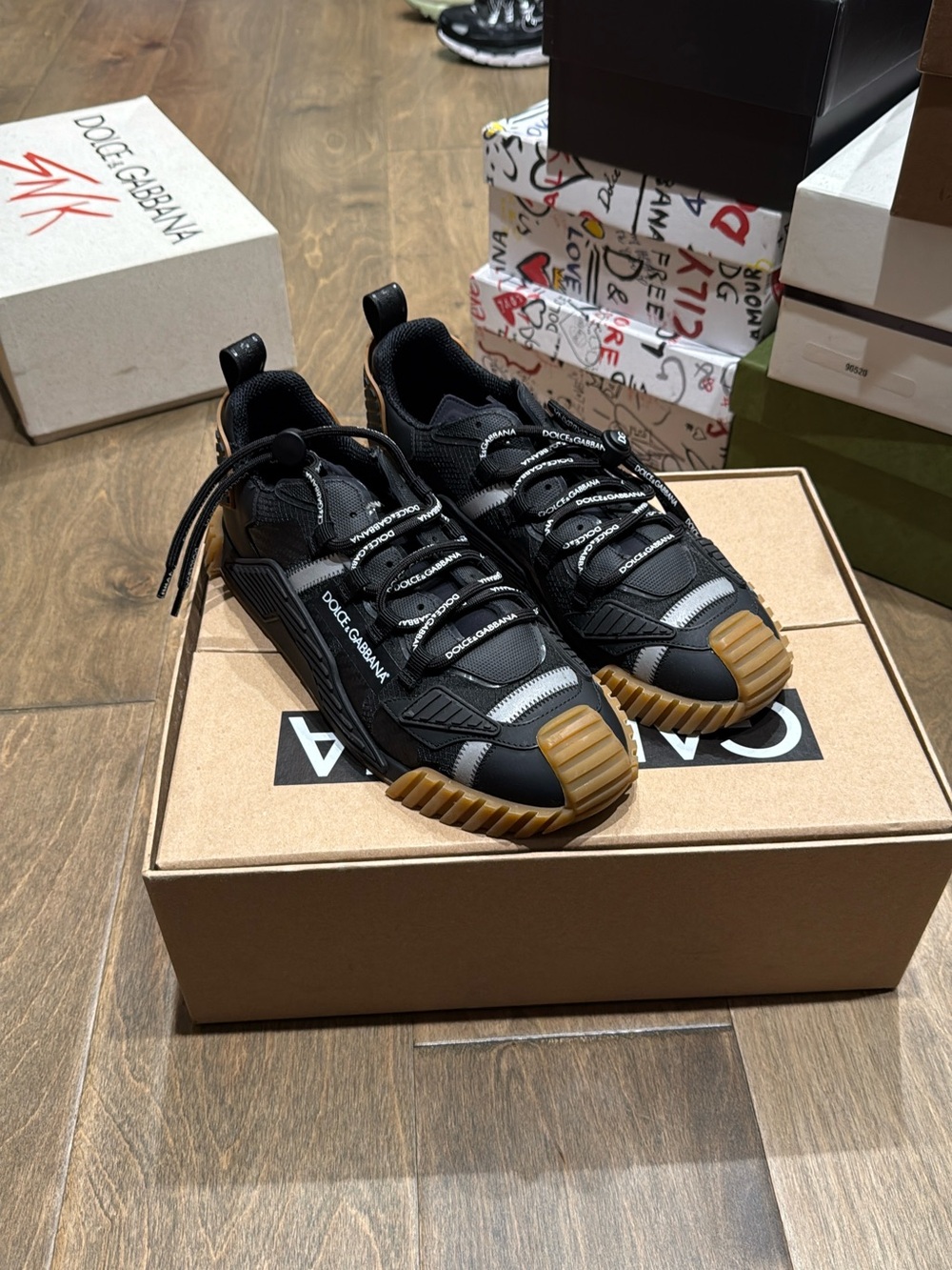 Dolce & Gabbana Black Sneakers with Gum Toe and Sole